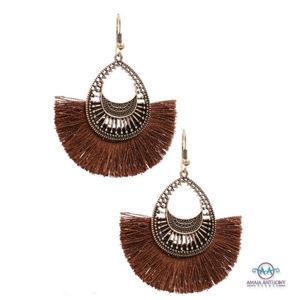 Brown teardrop Fringe Earrings
